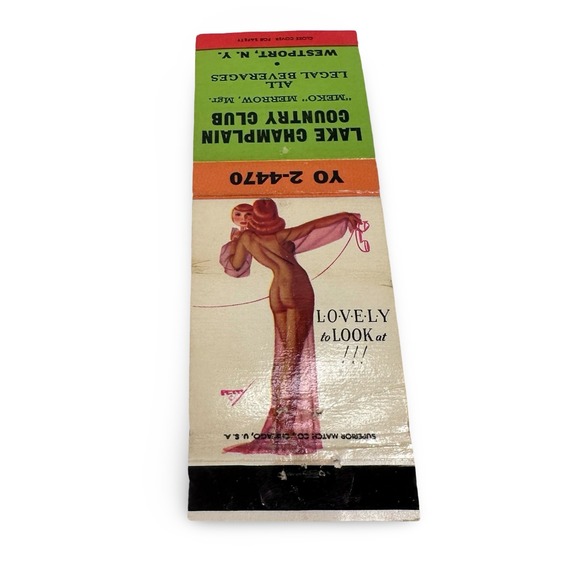 Superior Match Co. Other - Vintage George Petty Pinup Matchbook Cover Lake Champlain Country Club Westport